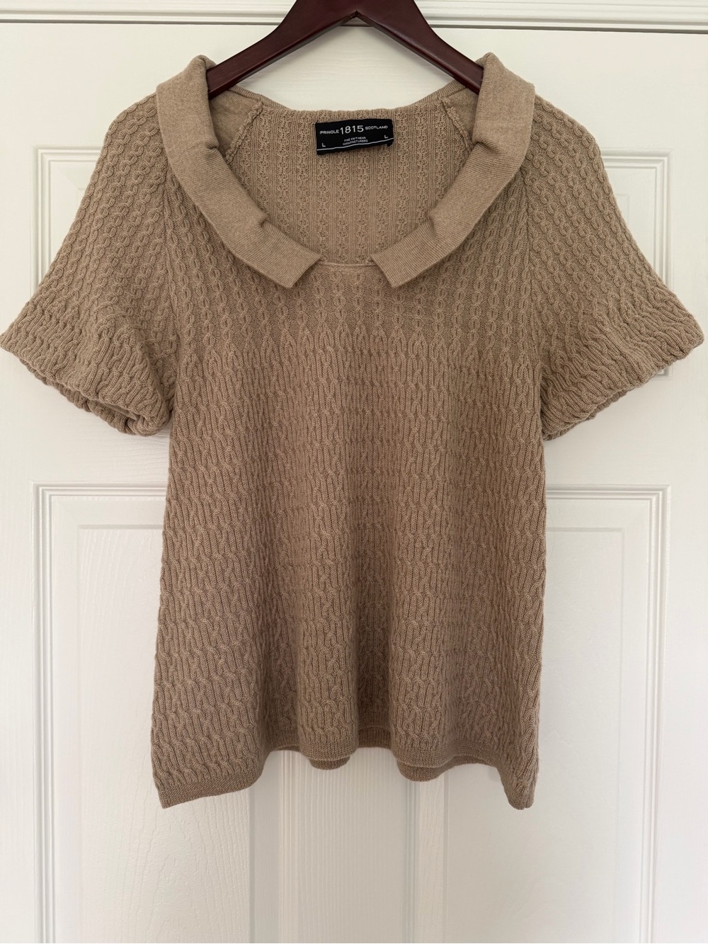 Pringle of Scotland Merino Wool Short-Sleeve Sweater Peter Pan Collar Size Large